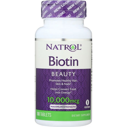 Biotin Maximum Strength 10,000 mcg, 100 Tablets