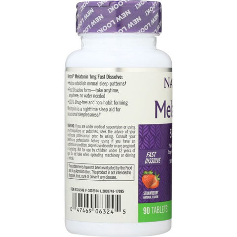 Melatonin Strawberry Flavor 1 Mg, 90 tablets